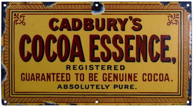 Cadbury`s Cocoa Essence enamel advertising sign (see issue 119)